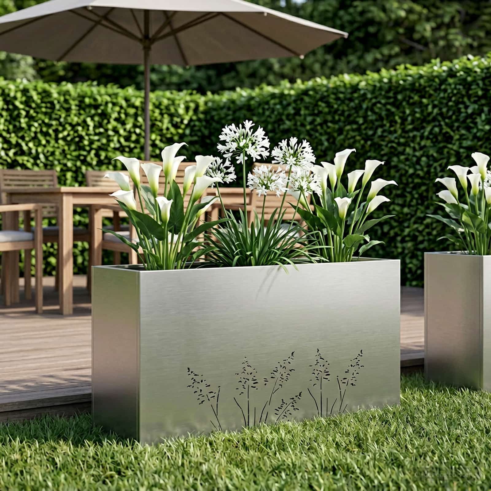 Sodo vazonas Sidabrinė 100 x 20 x 49 cm Nerūdijantis plienas Sodo vazonas Sidabrinė 100 x 20 x 49 cm Nerūdijantis plienas - Image 2