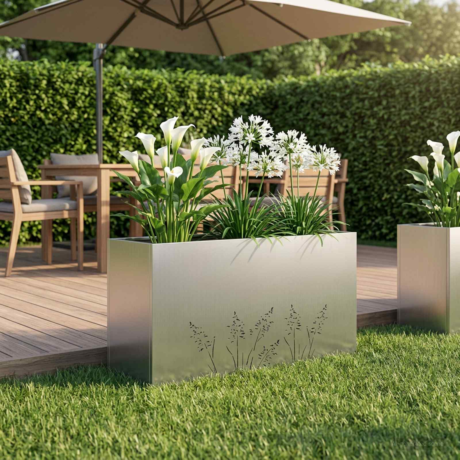 Sodo vazonas Sidabrinė 100 x 20 x 49 cm Galvanizuotas plienas Sodo vazonas Sidabrinė 100 x 20 x 49 cm Galvanizuotas plienas - Image 2