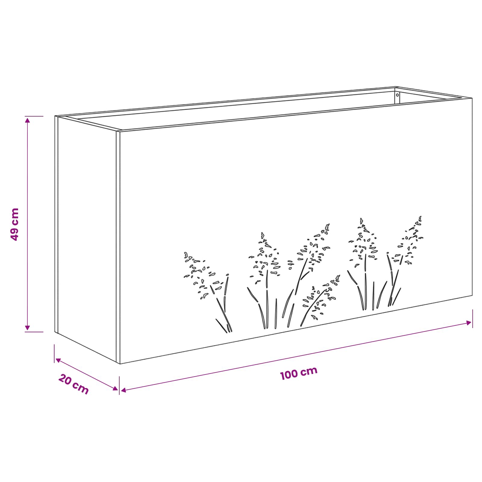 Sodo vazonas Rūdijanti 100 x 20 x 49 cm Sodo vazonas Rūdijanti 100 x 20 x 49 cm - Image 13