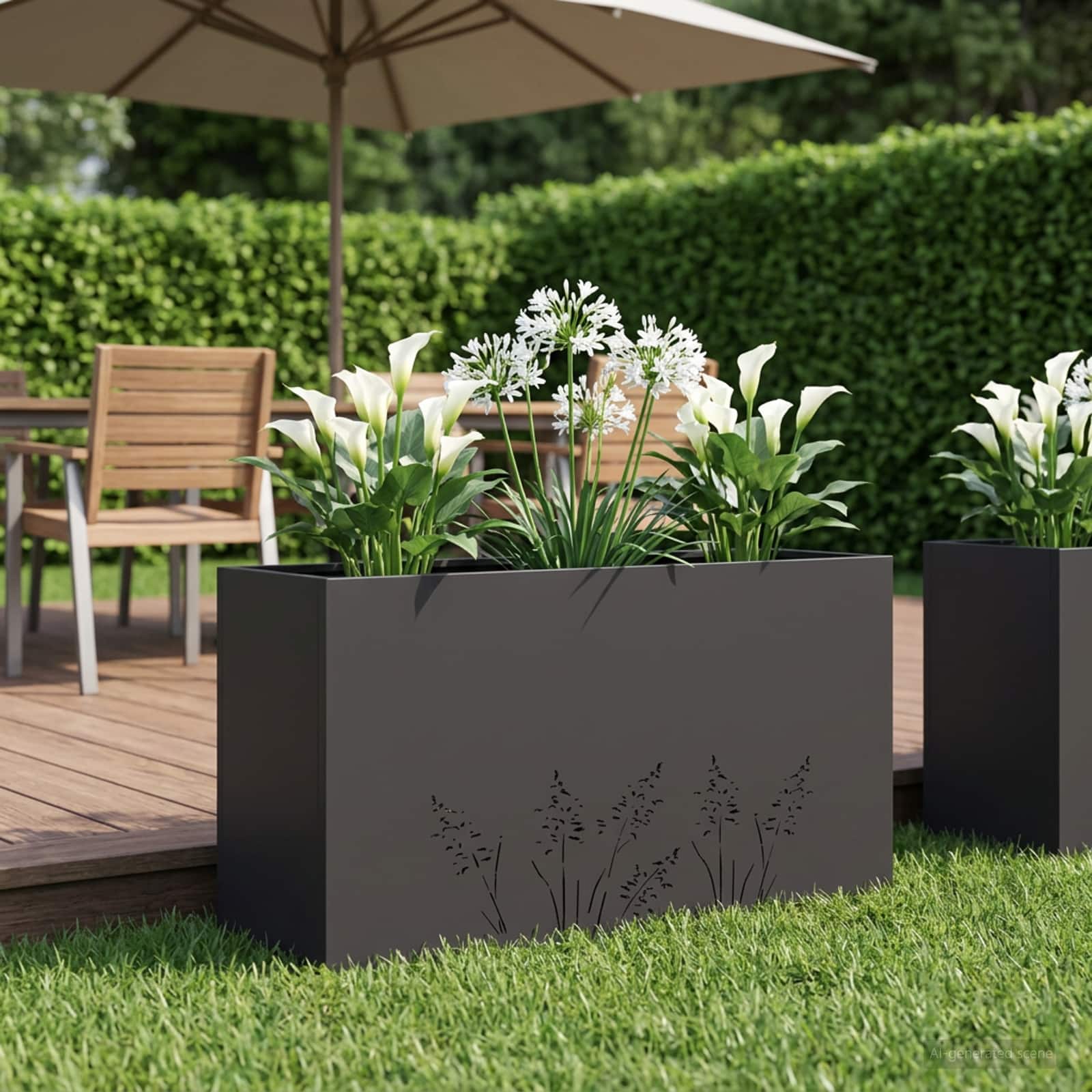 Sodo vazonas Juoda 100 x 30 x 49 cm Šaltai valcuotas plienas Sodo vazonas Juoda 100 x 30 x 49 cm Šaltai valcuotas plienas - Image 2