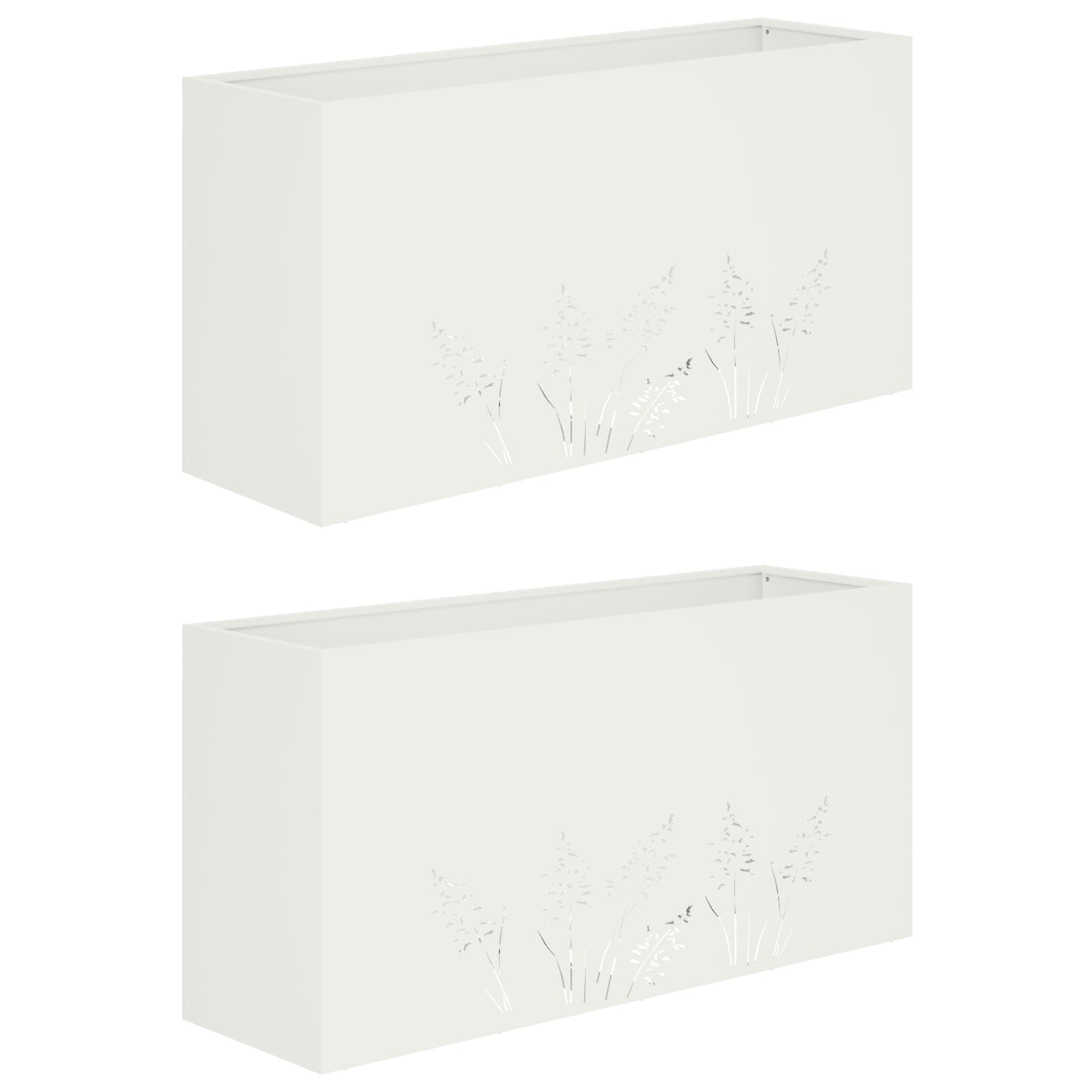 Sodo vazonas 2 vnt. Balta 100 x 30 x 49 cm Sodo vazonas 2 vnt. Balta 100 x 30 x 49 cm - Image 3