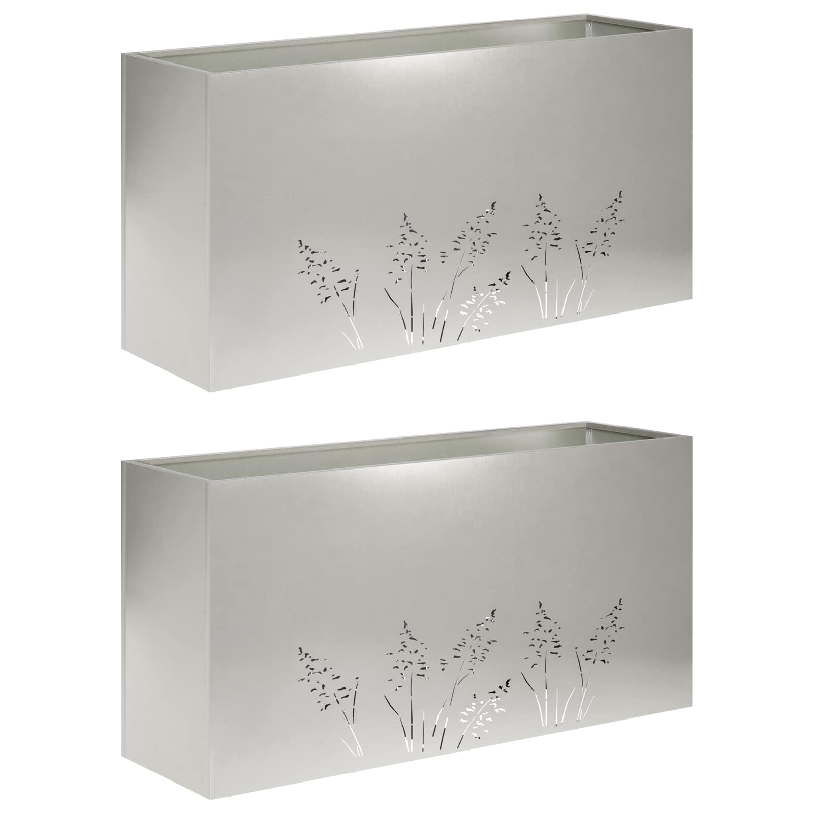 Sodo vazonas 2 vnt. Sidabrinė 100 x 30 x 49 cm Sodo vazonas 2 vnt. Sidabrinė 100 x 30 x 49 cm - Image 3