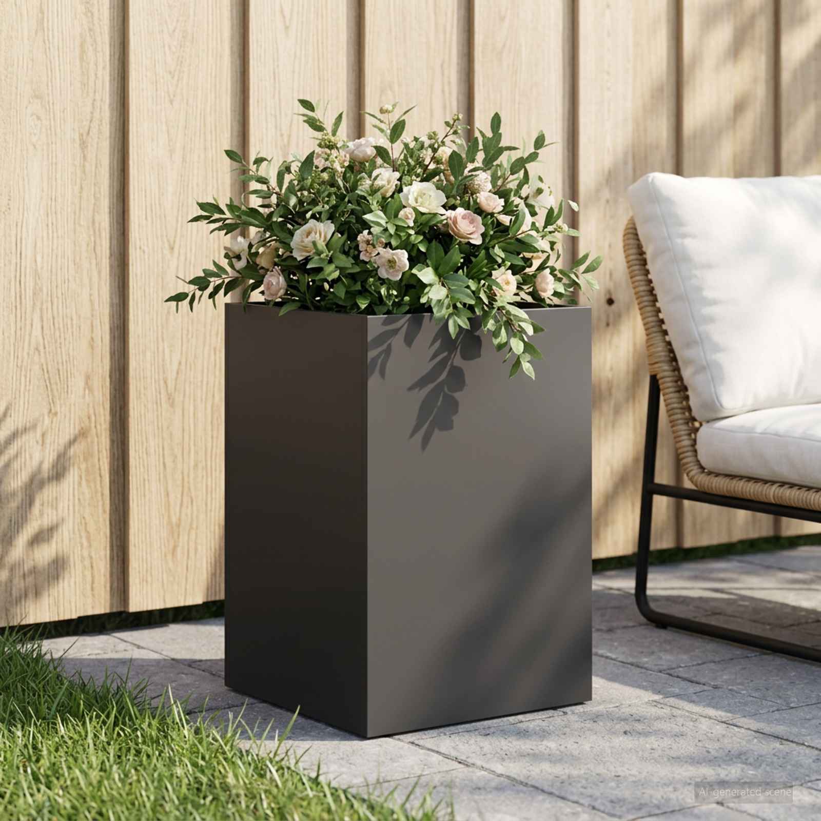 Sodo vazonas Juoda 40 x 40 x 60 cm Šaltai valcuotas plienas Sodo vazonas Juoda 40 x 40 x 60 cm Šaltai valcuotas plienas - Image 2