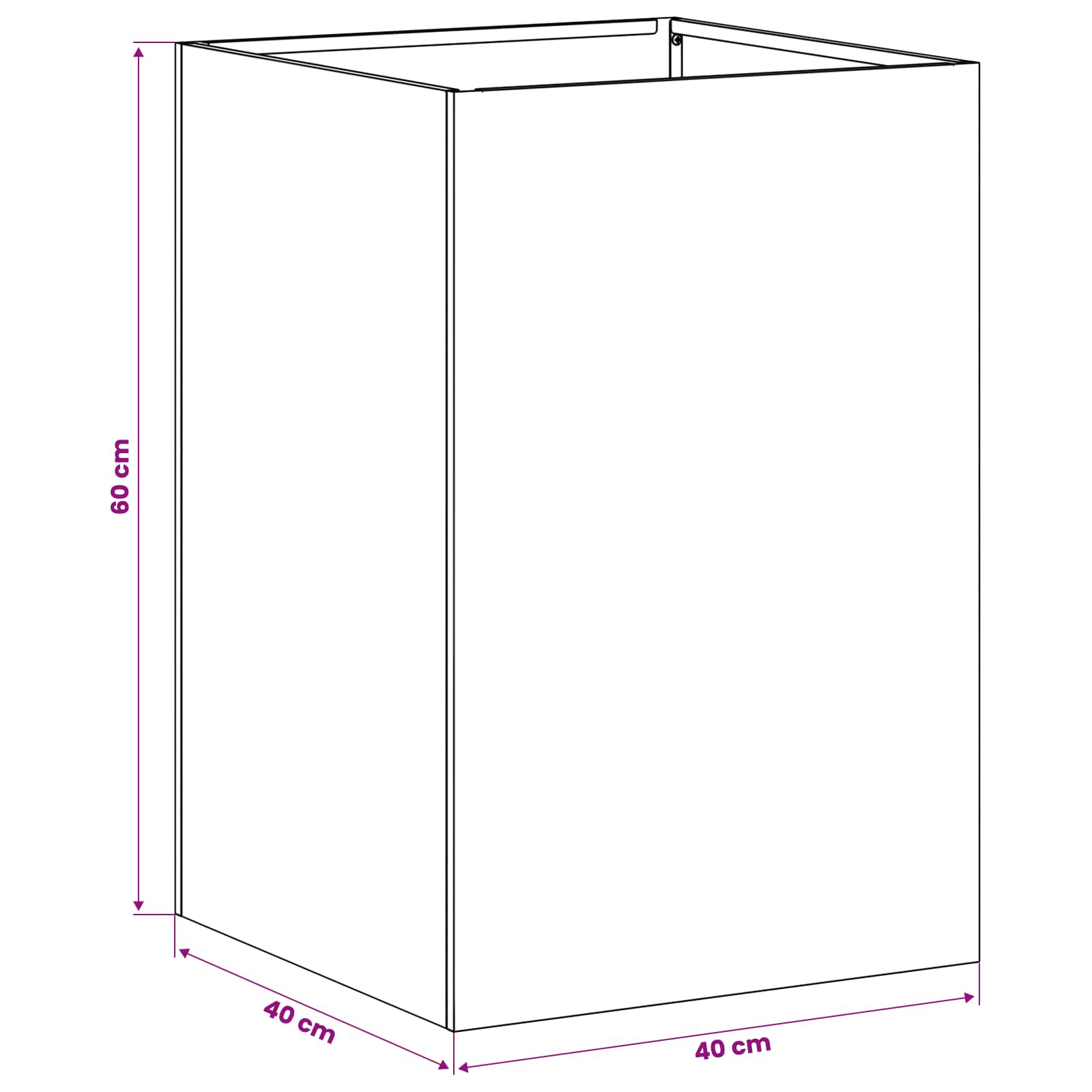 Sodo vazonas Juoda 40 x 40 x 60 cm Šaltai valcuotas plienas Sodo vazonas Juoda 40 x 40 x 60 cm Šaltai valcuotas plienas