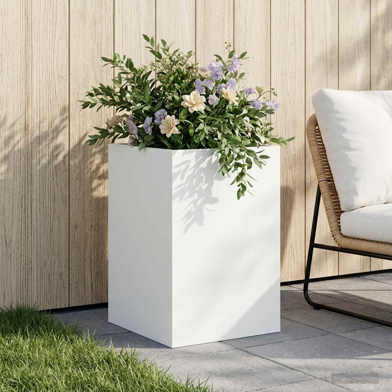 Sodo vazonas Balta 40 x 40 x 60 cm Šaltai valcuotas plienas Sodo vazonas Balta 40 x 40 x 60 cm Šaltai valcuotas plienas - Image 2