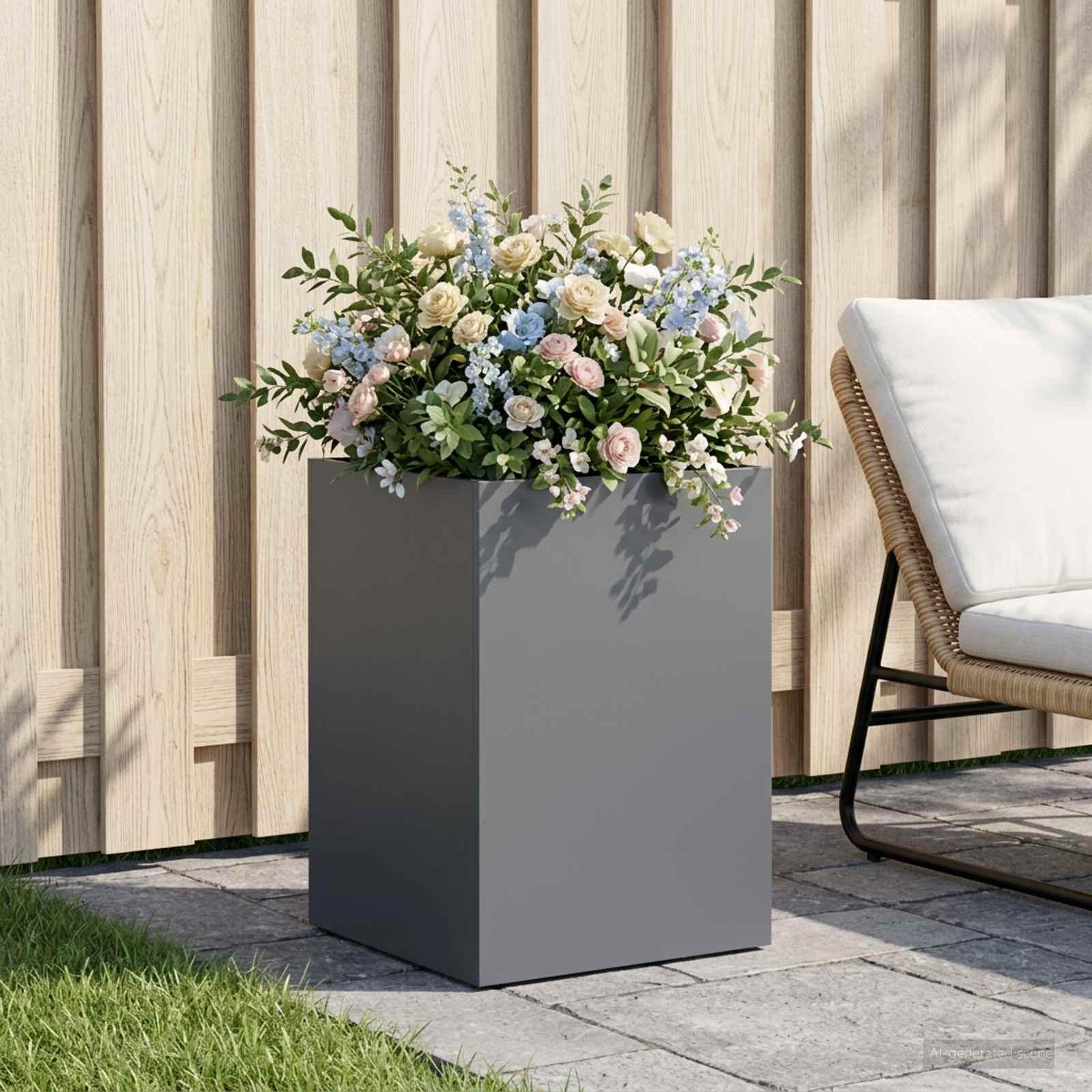 Sodo vazonas Antracito 40 x 40 x 60 cm Šaltai valcuotas plienas Sodo vazonas Antracito 40 x 40 x 60 cm Šaltai valcuotas plienas - Image 2