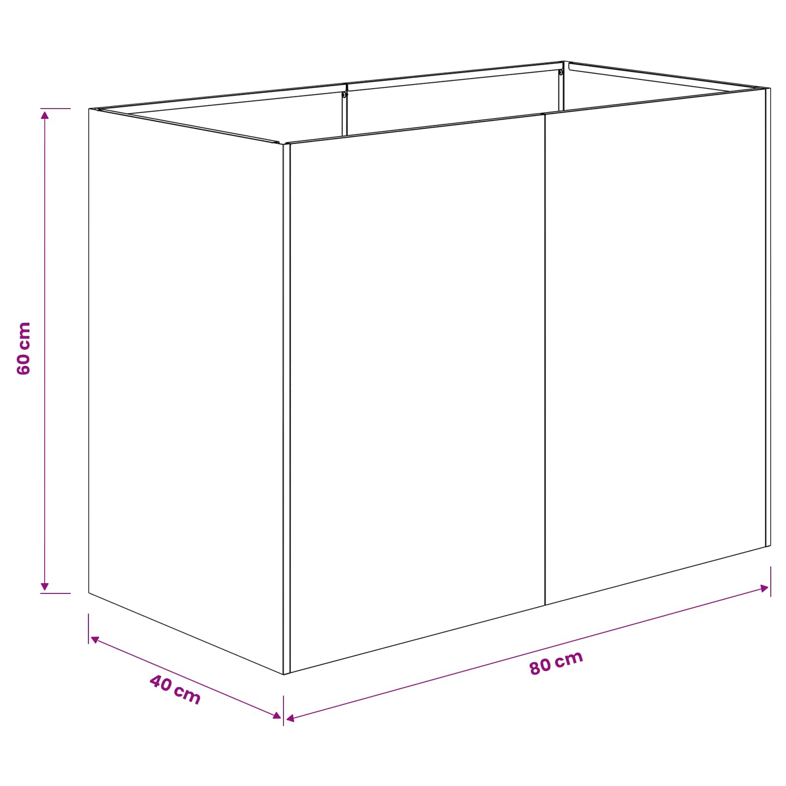 Sodo vazonas Juoda 80 x 40 x 60 cm Šaltai valcuotas plienas Sodo vazonas Juoda 80 x 40 x 60 cm Šaltai valcuotas plienas