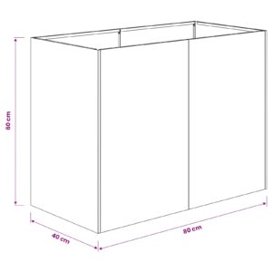 Sodo vazonas Balta 80 x 40 x 60 cm Šaltai valcuotas plienas
