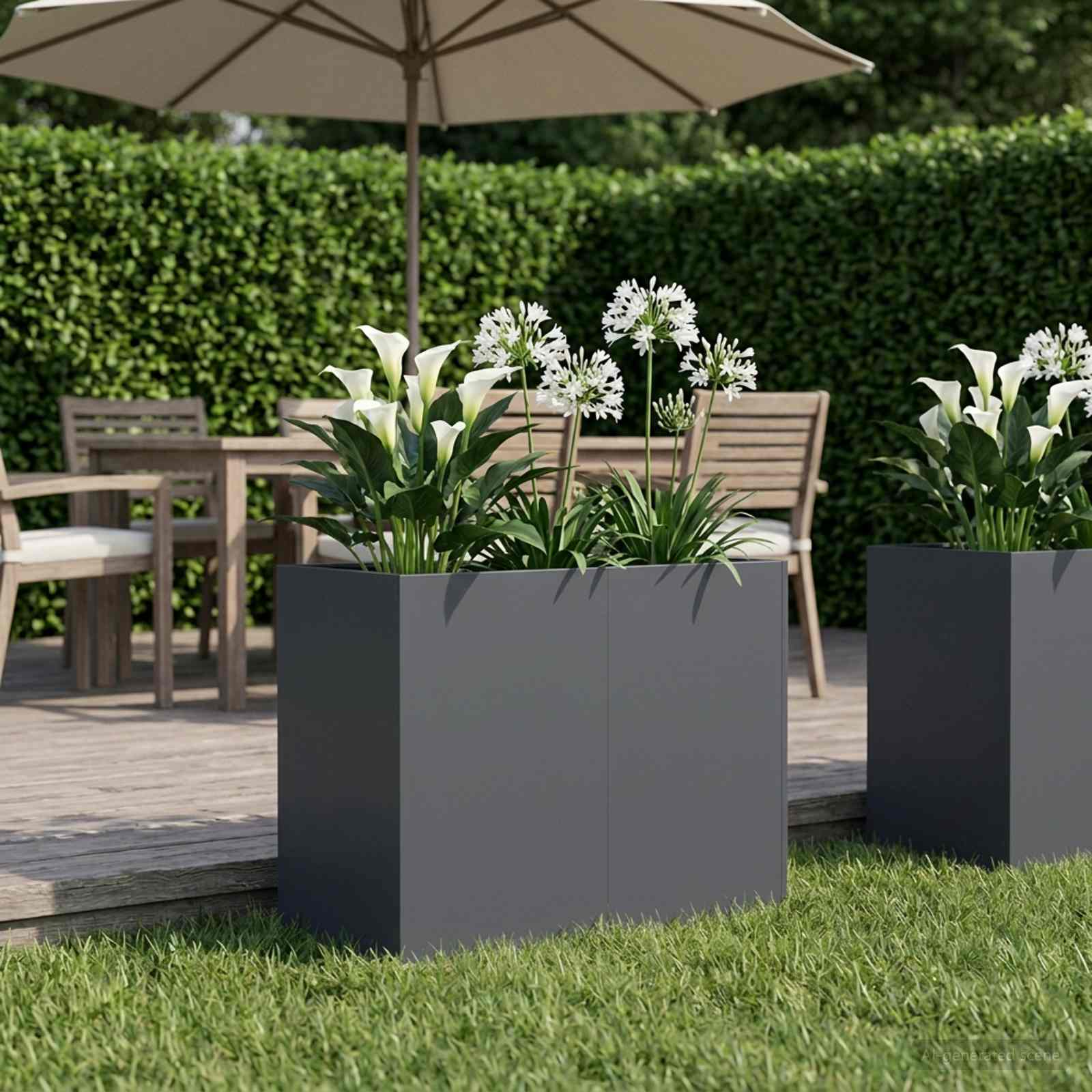 Sodo vazonas Antracito 80 x 40 x 60 cm Šaltai valcuotas plienas Sodo vazonas Antracito 80 x 40 x 60 cm Šaltai valcuotas plienas - Image 2