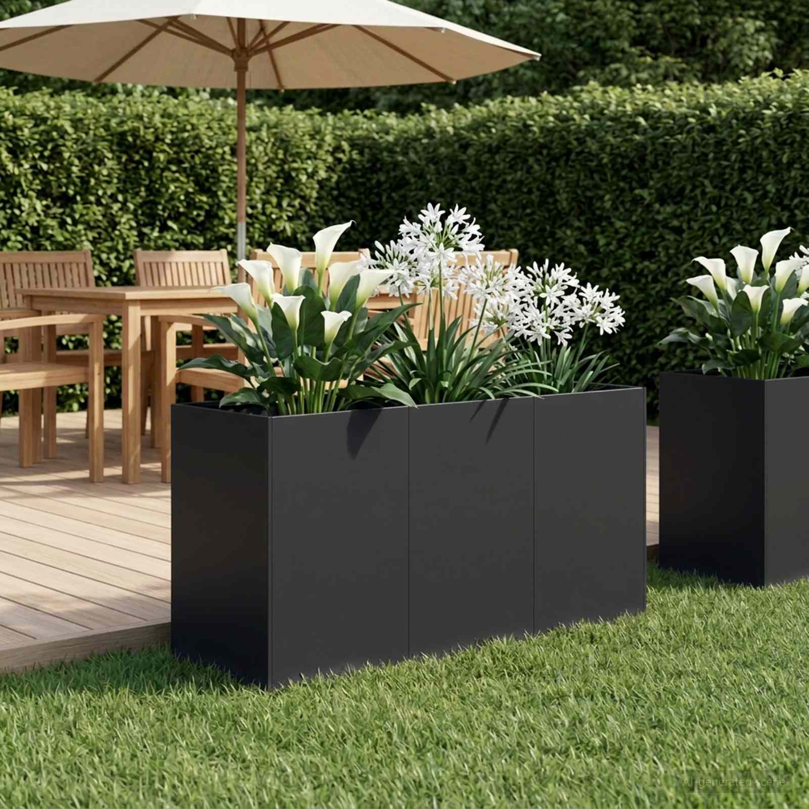 Sodo vazonas Juoda 120 x 40 x 60 cm Šaltai valcuotas plienas Sodo vazonas Juoda 120 x 40 x 60 cm Šaltai valcuotas plienas - Image 2