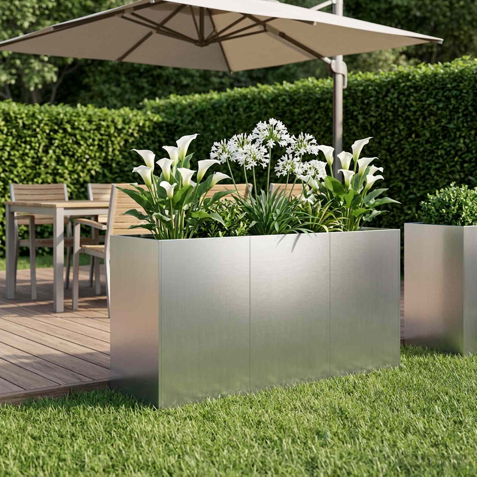 Sodo vazonas Sidabrinė 120 x 40 x 60 cm Galvanizuotas plienas Sodo vazonas Sidabrinė 120 x 40 x 60 cm Galvanizuotas plienas - Image 2