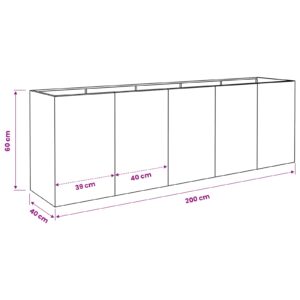 Sodo vazonas Juoda 200 x 40 x 60 cm Šaltai valcuotas plienas