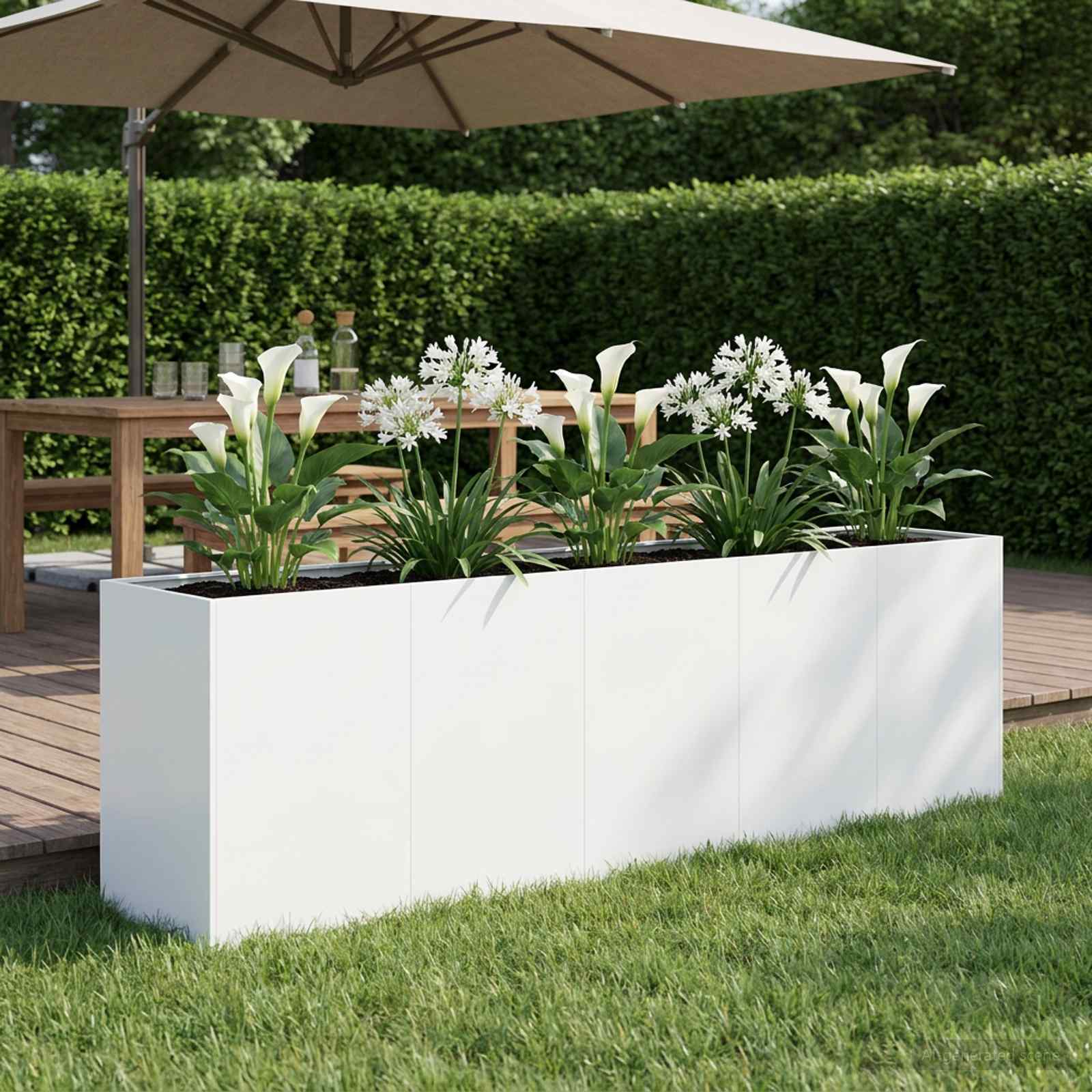 Sodo vazonas Balta 200 x 40 x 60 cm Šaltai valcuotas plienas Sodo vazonas Balta 200 x 40 x 60 cm Šaltai valcuotas plienas - Image 2