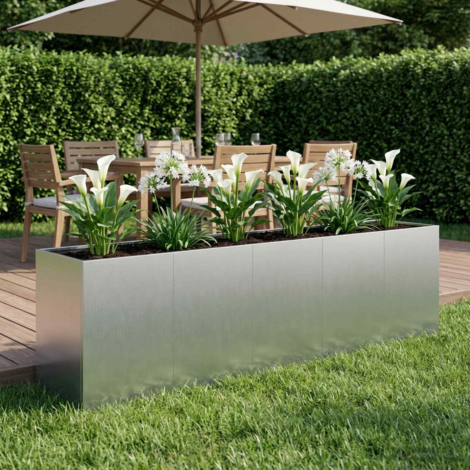 Sodo vazonas Sidabrinė 200 x 40 x 60 cm Galvanizuotas plienas Sodo vazonas Sidabrinė 200 x 40 x 60 cm Galvanizuotas plienas - Image 2