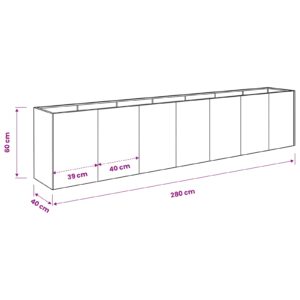 Sodo vazonas Juoda 280 x 40 x 60 cm Šaltai valcuotas plienas