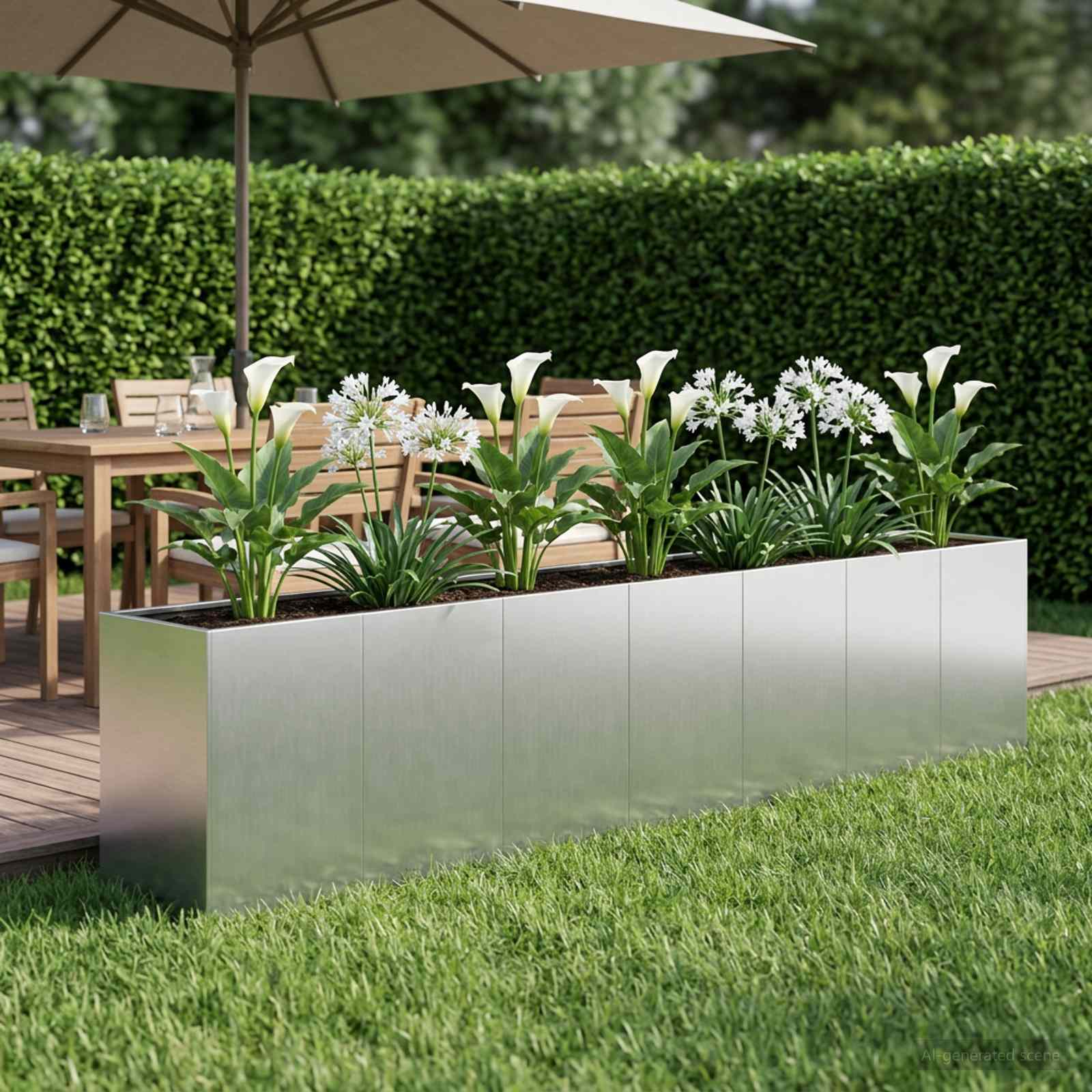 Sodo vazonas Sidabrinė 280 x 40 x 60 cm Galvanizuotas plienas Sodo vazonas Sidabrinė 280 x 40 x 60 cm Galvanizuotas plienas - Image 2