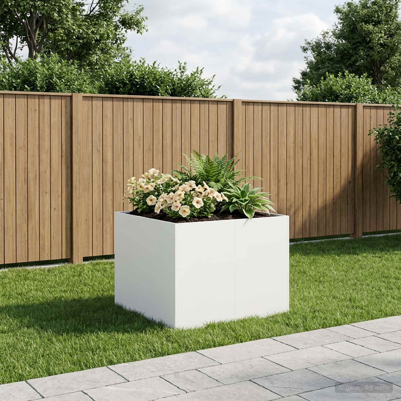 Sodo vazonas Balta 80 x 80 x 60 cm Šaltai valcuotas plienas Sodo vazonas Balta 80 x 80 x 60 cm Šaltai valcuotas plienas - Image 2