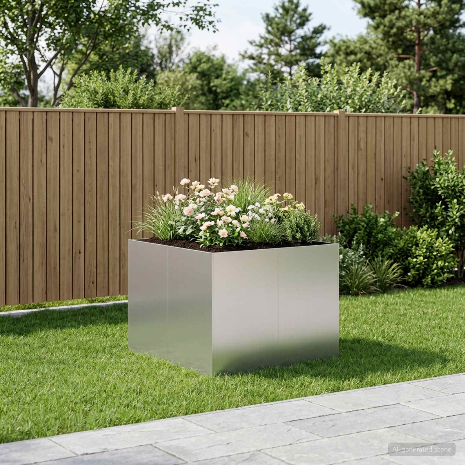Sodo vazonas Sidabrinė 80 x 80 x 60 cm Galvanizuotas plienas Sodo vazonas Sidabrinė 80 x 80 x 60 cm Galvanizuotas plienas - Image 2