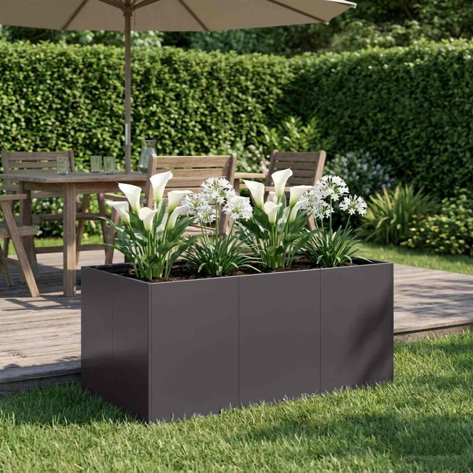 Sodo vazonas Juoda 120 x 80 x 60 cm Šaltai valcuotas plienas Sodo vazonas Juoda 120 x 80 x 60 cm Šaltai valcuotas plienas - Image 2
