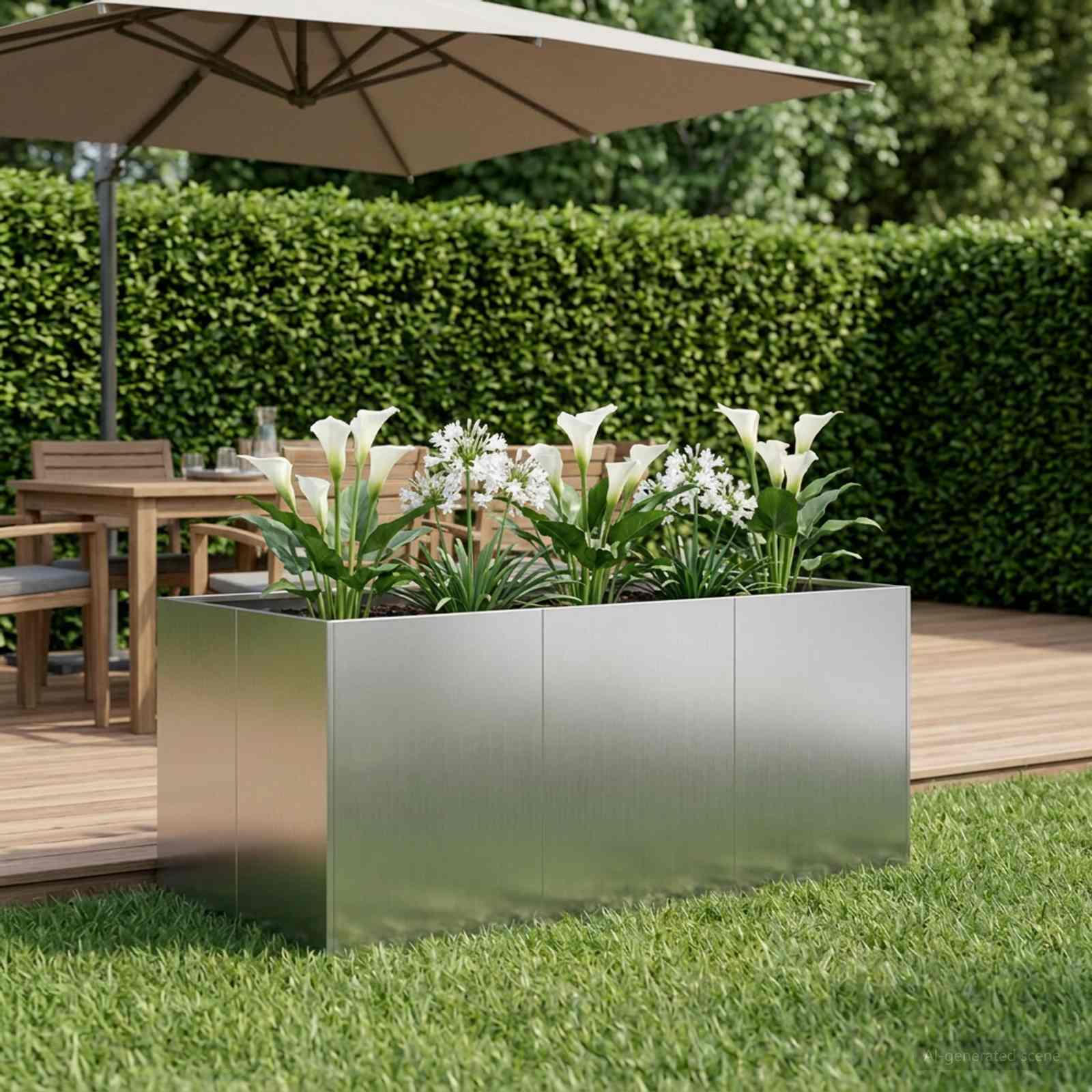 Sodo vazonas Sidabrinė 120 x 80 x 60 cm Galvanizuotas plienas Sodo vazonas Sidabrinė 120 x 80 x 60 cm Galvanizuotas plienas - Image 2