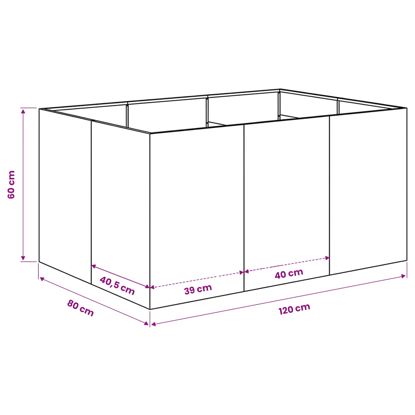 Sodo vazonas Sidabrinė 120 x 80 x 60 cm Galvanizuotas plienas Sodo vazonas Sidabrinė 120 x 80 x 60 cm Galvanizuotas plienas