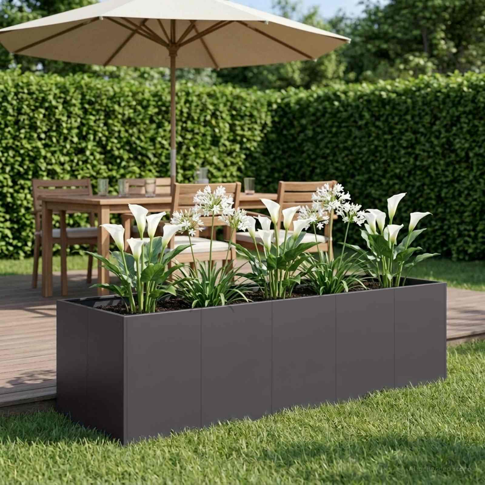 Sodo vazonas Juoda 200 x 80 x 60 cm Šaltai valcuotas plienas Sodo vazonas Juoda 200 x 80 x 60 cm Šaltai valcuotas plienas - Image 2