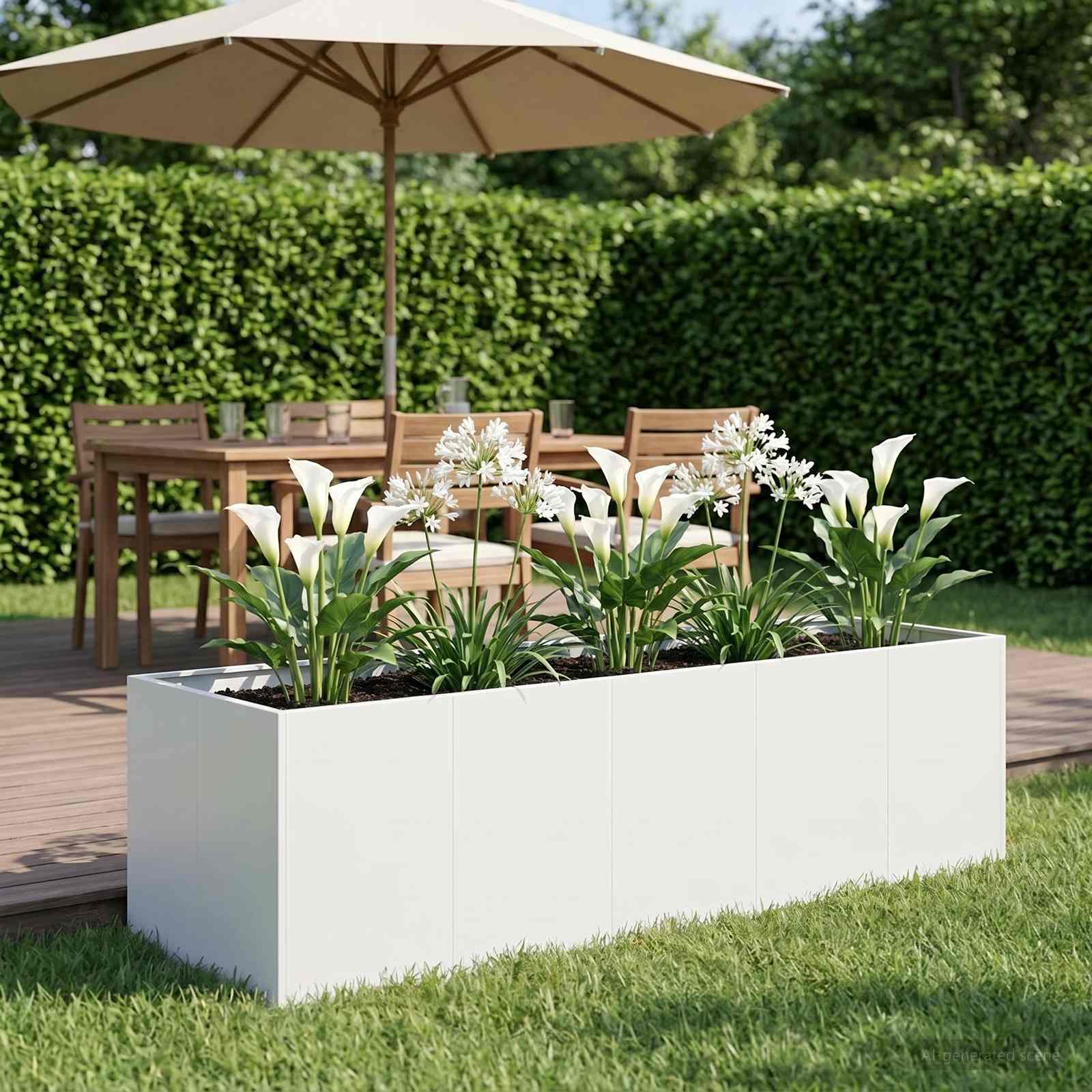 Sodo vazonas Balta 200 x 80 x 60 cm Šaltai valcuotas plienas Sodo vazonas Balta 200 x 80 x 60 cm Šaltai valcuotas plienas - Image 2