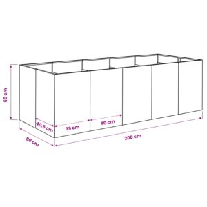 Sodo vazonas Balta 200 x 80 x 60 cm Šaltai valcuotas plienas