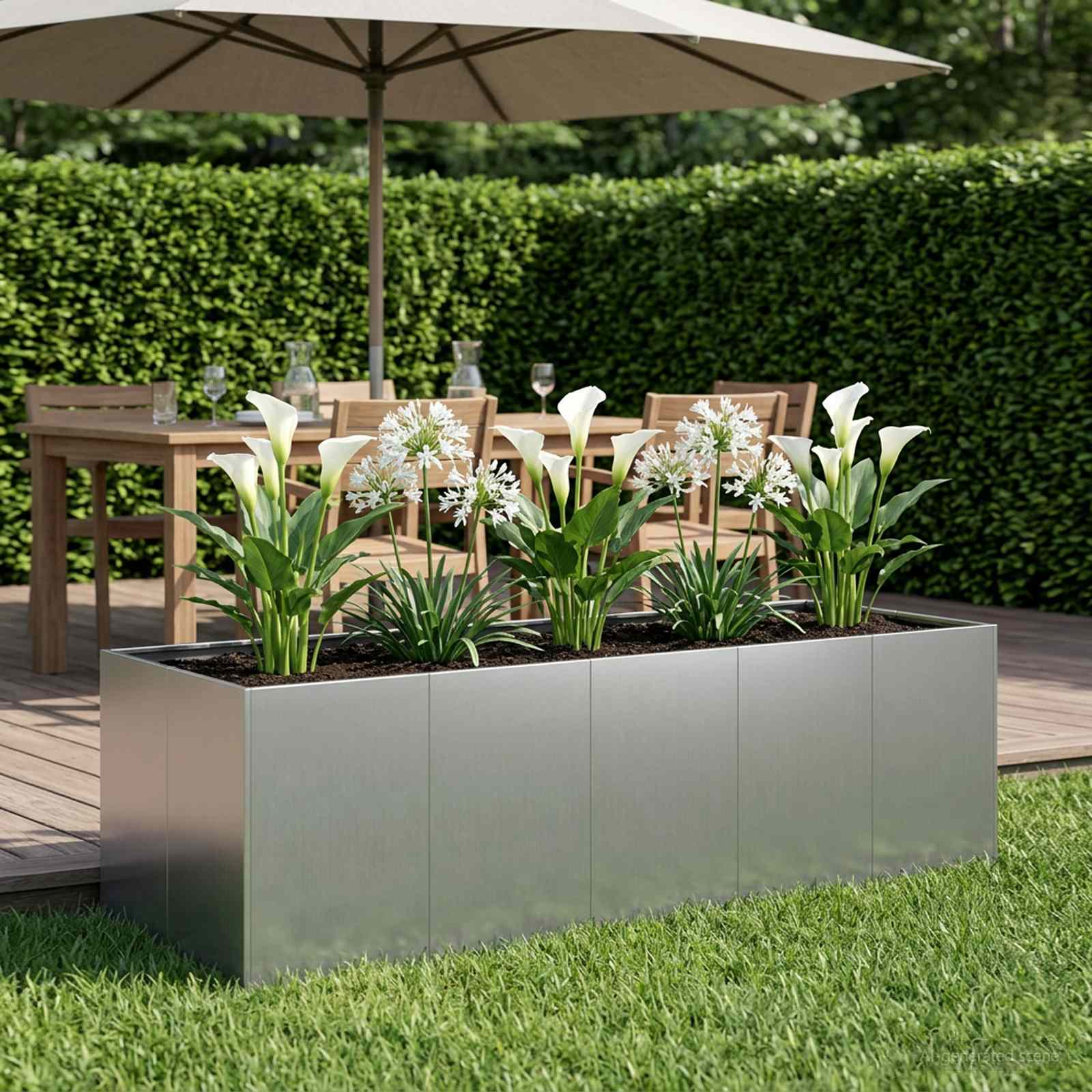 Sodo vazonas Sidabrinė 200 x 80 x 60 cm Galvanizuotas plienas Sodo vazonas Sidabrinė 200 x 80 x 60 cm Galvanizuotas plienas - Image 2