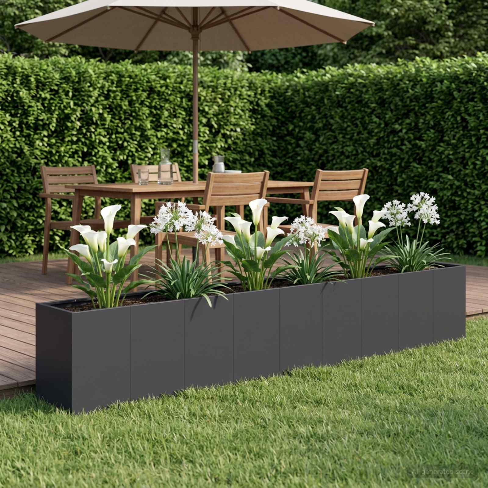 Sodo vazonas Juoda 360 x 40 x 60 cm Šaltai valcuotas plienas Sodo vazonas Juoda 360 x 40 x 60 cm Šaltai valcuotas plienas - Image 2