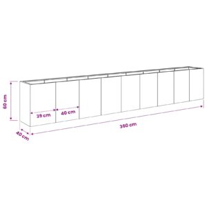Sodo vazonas Juoda 360 x 40 x 60 cm Šaltai valcuotas plienas