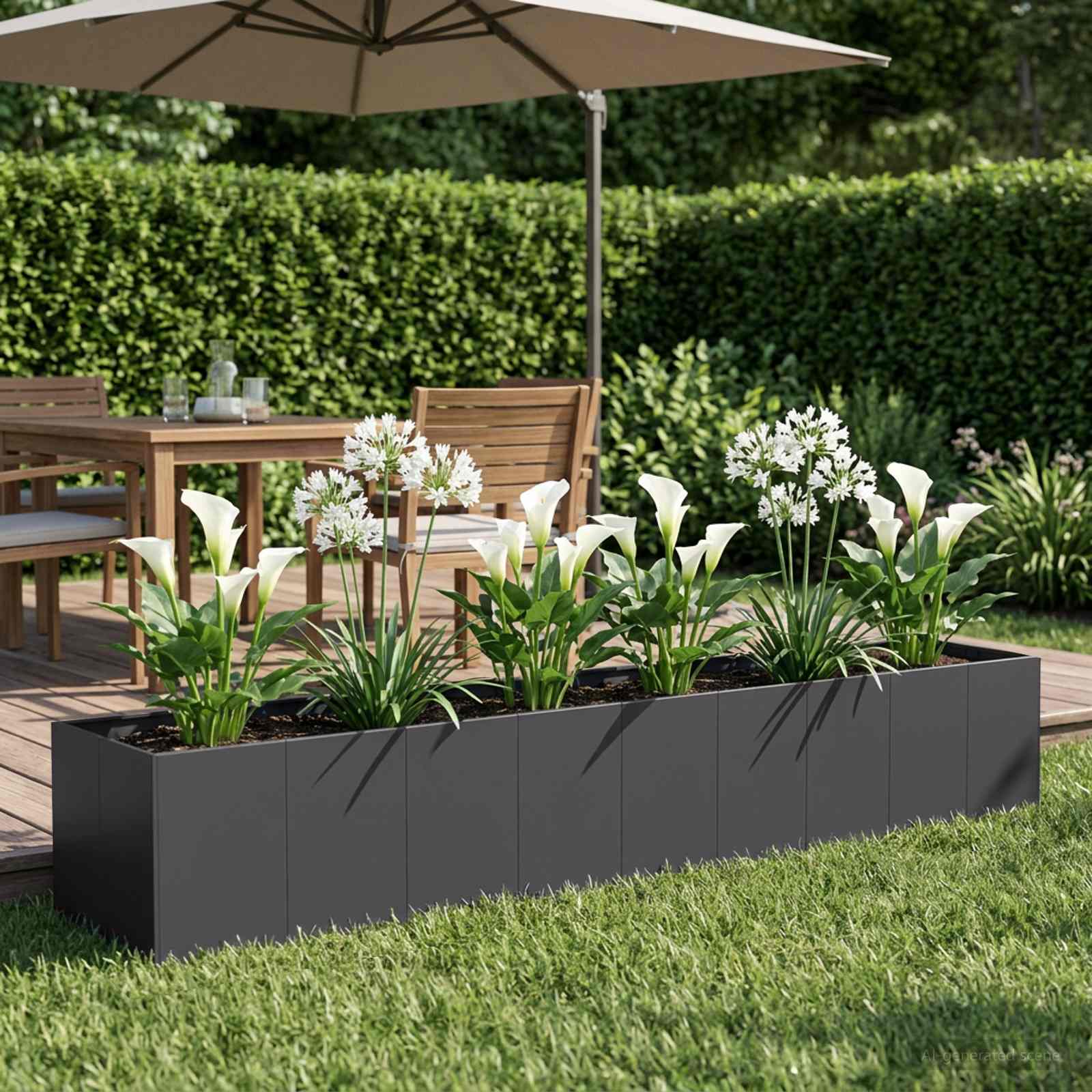 Sodo vazonas Juoda 360 x 80 x 60 cm Šaltai valcuotas plienas Sodo vazonas Juoda 360 x 80 x 60 cm Šaltai valcuotas plienas - Image 2