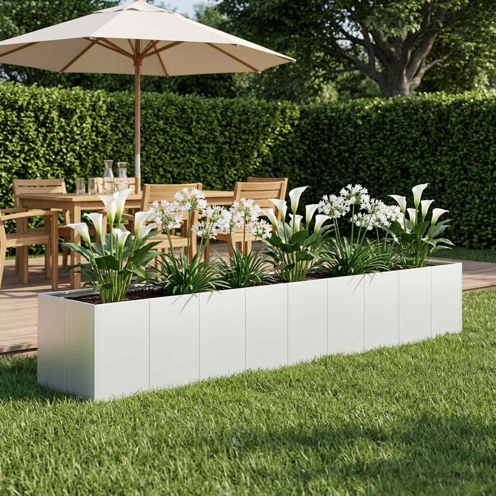 Sodo vazonas Balta 360 x 80 x 60 cm Šaltai valcuotas plienas Sodo vazonas Balta 360 x 80 x 60 cm Šaltai valcuotas plienas - Image 2