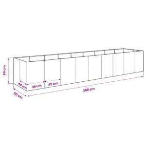 Sodo vazonas Balta 360 x 80 x 60 cm Šaltai valcuotas plienas