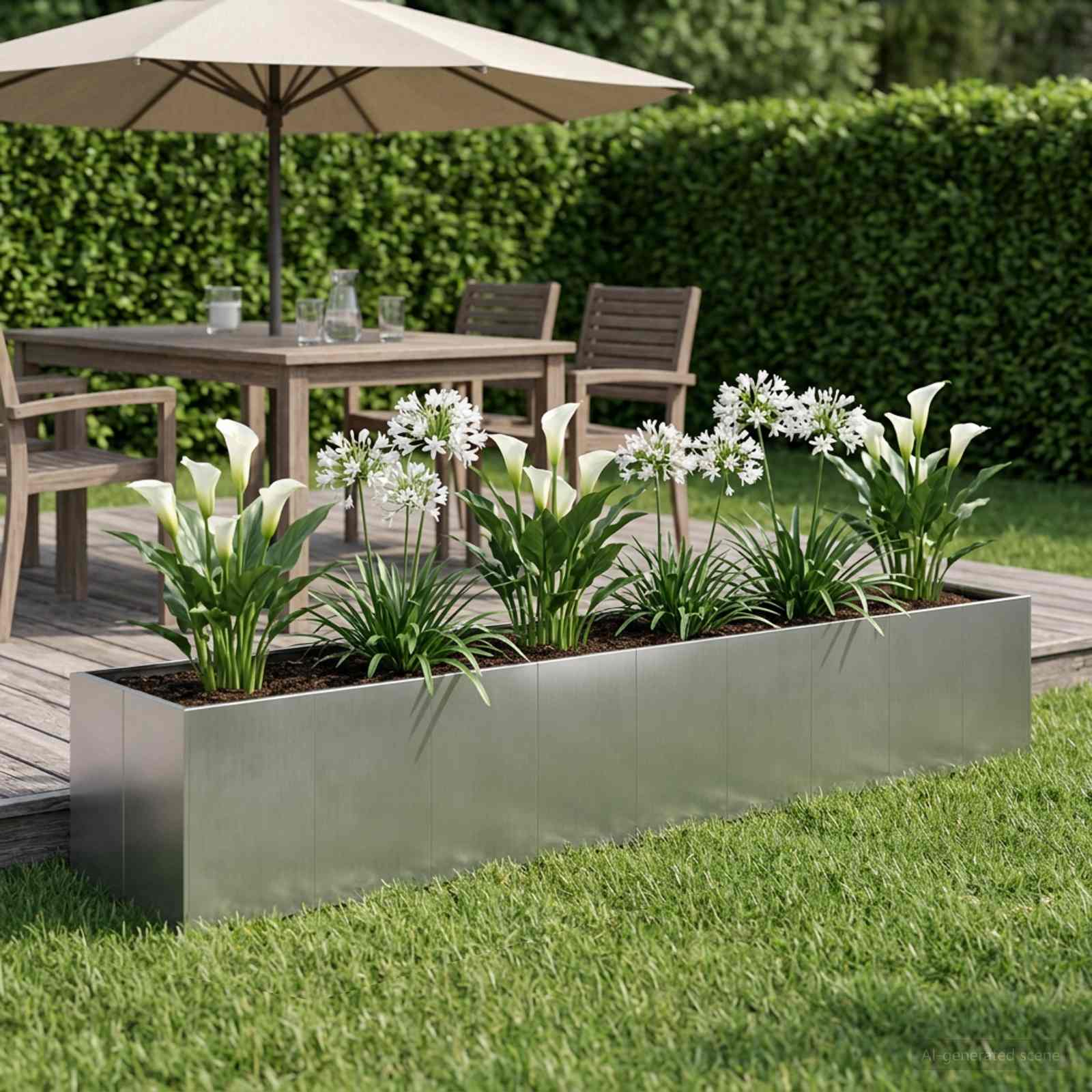 Sodo vazonas Sidabrinė 360 x 80 x 60 cm Galvanizuotas plienas Sodo vazonas Sidabrinė 360 x 80 x 60 cm Galvanizuotas plienas - Image 2