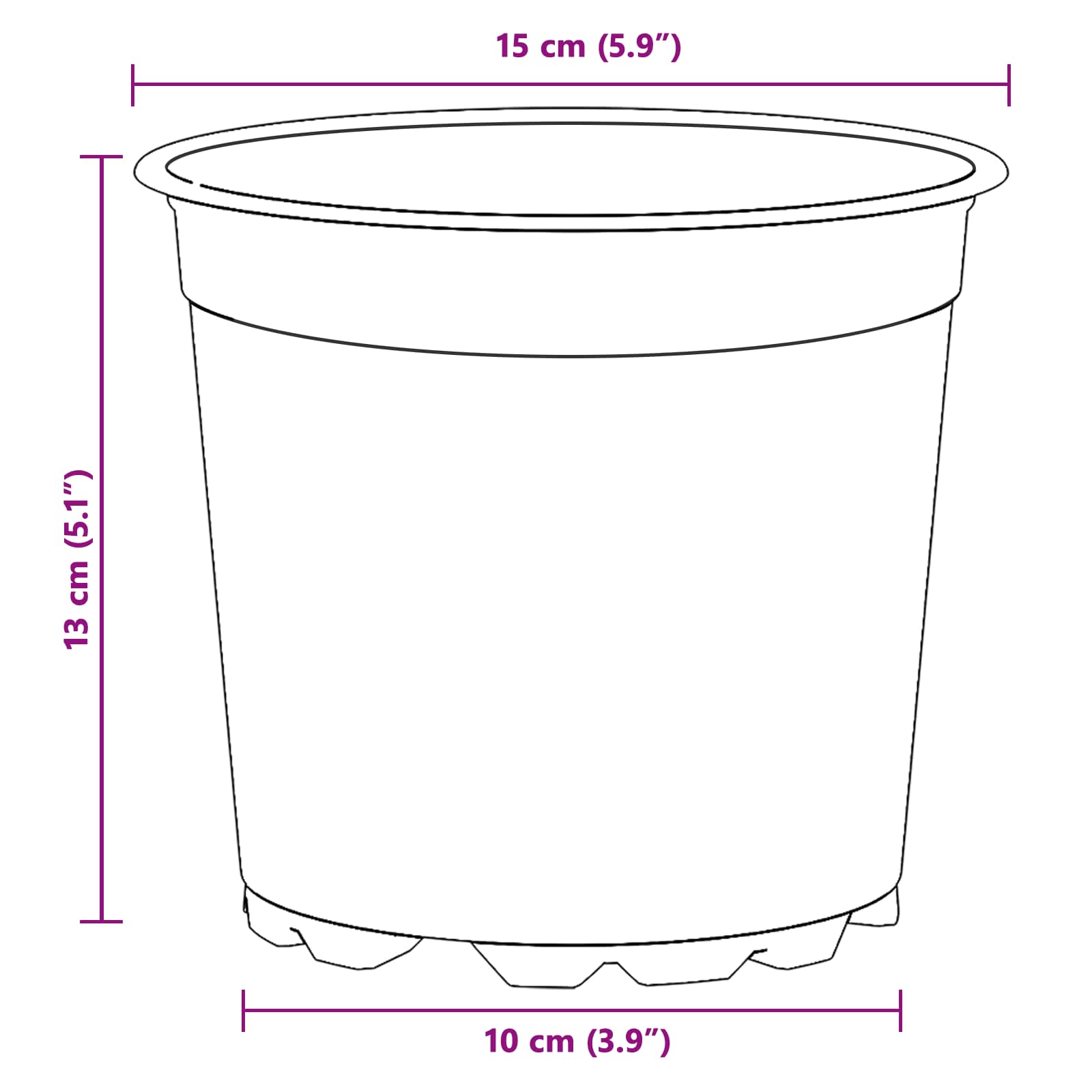 Apvalus gėlių vazonas 200 vnt. Juoda Ø 15 x 13 cm Plastmasė Apvalus gėlių vazonas 200 vnt. Juoda Ø 15 x 13 cm Plastmasė