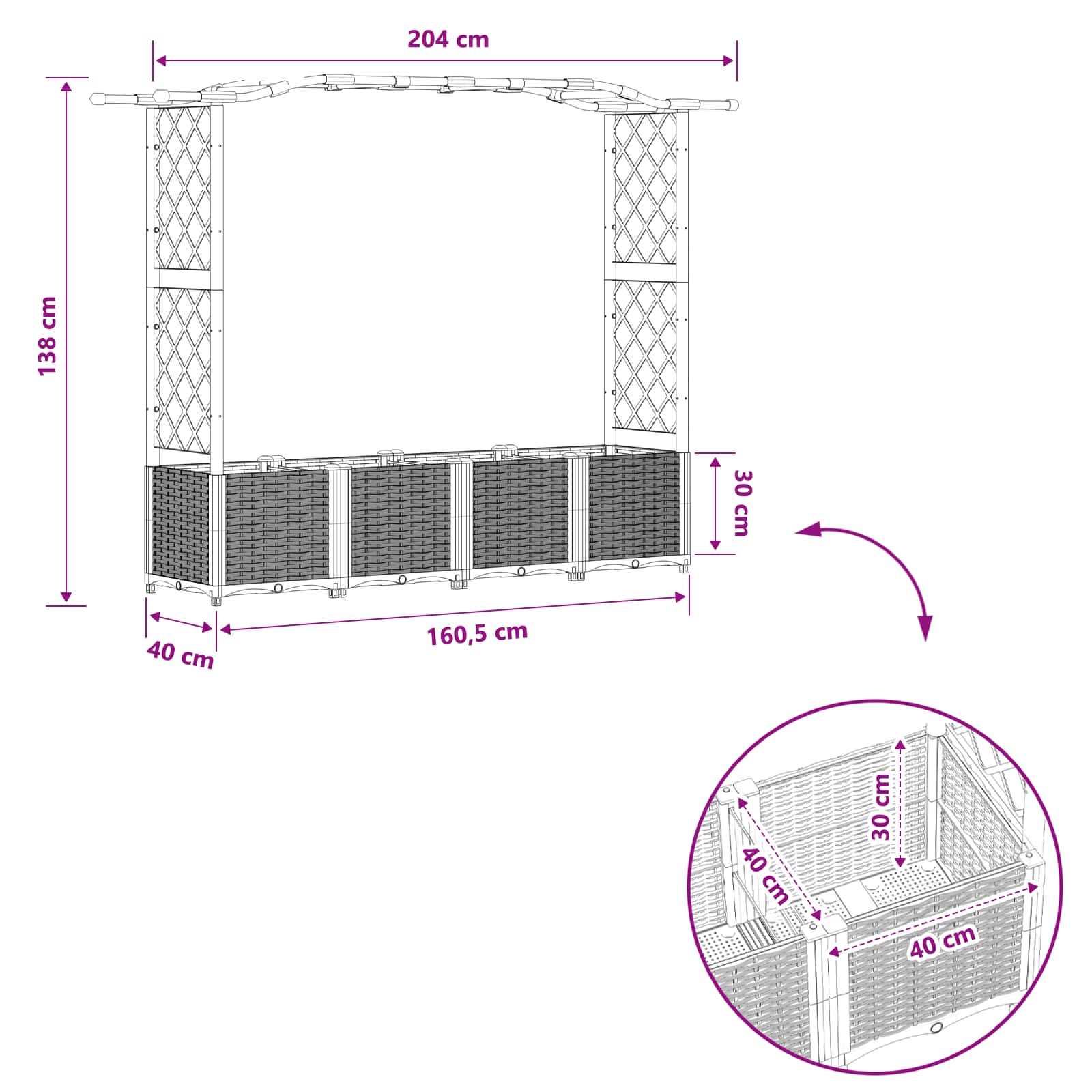 Pakeltas lovas su trelėmis ir stogu Ruda 204 x 40 x 138 cm PP Pakeltas lovas su trelėmis ir stogu Ruda 204 x 40 x 138 cm PP