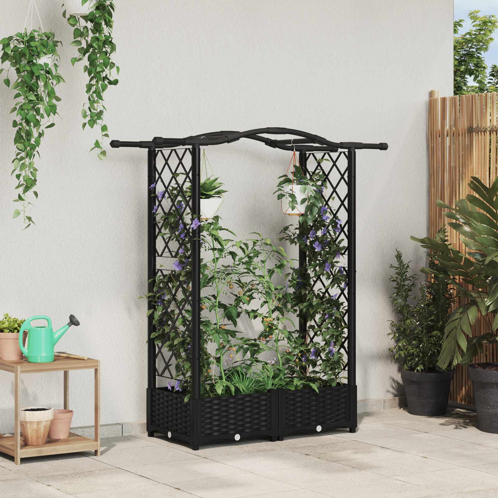 Pakeltas lovas su trelėmis ir stogu Juoda 124 x 40 x 123 cm PP Pakeltas lovas su trelėmis ir stogu Juoda 124 x 40 x 123 cm PP - Image 2