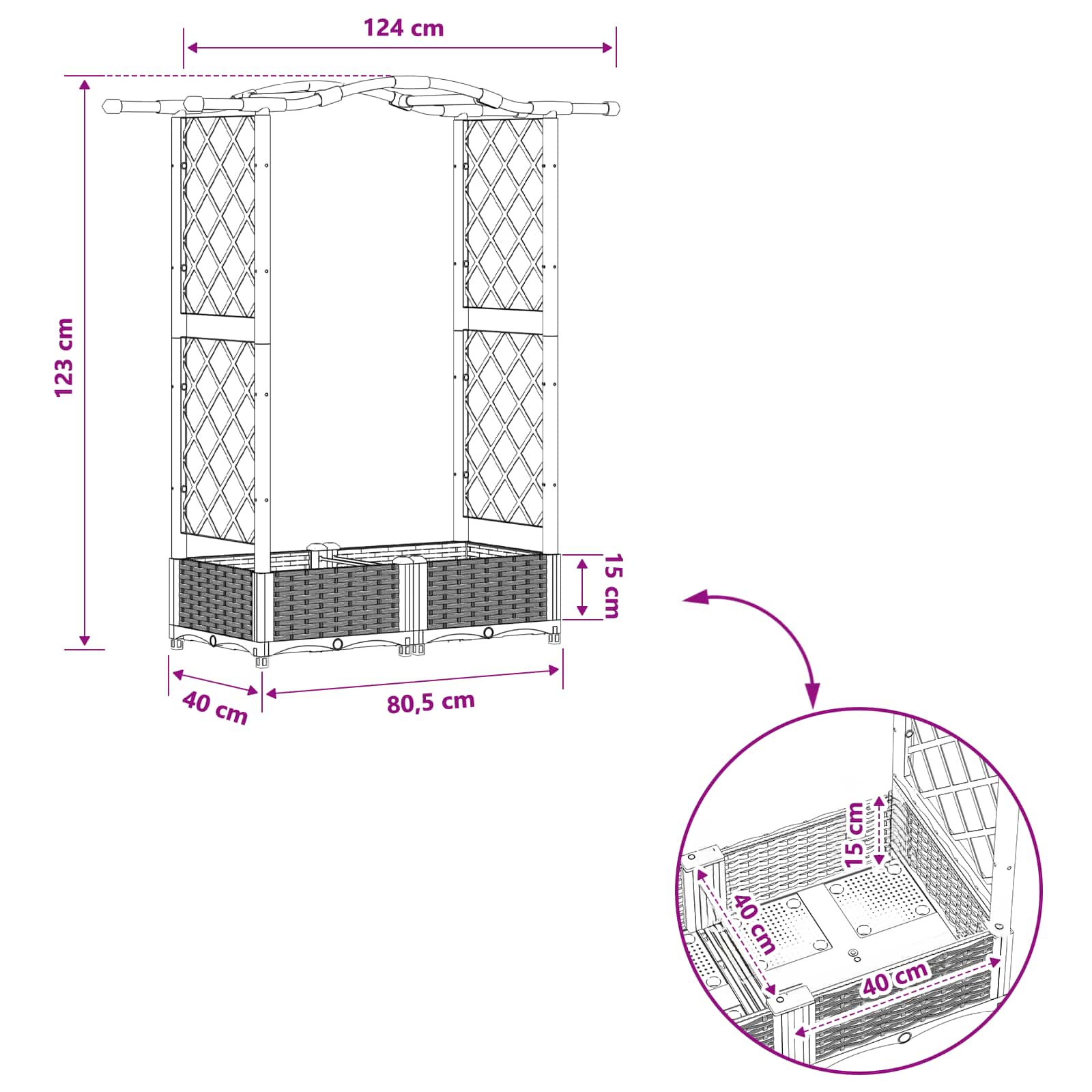 Pakeltas lovas su trelėmis ir stogu Juoda 124 x 40 x 123 cm PP Pakeltas lovas su trelėmis ir stogu Juoda 124 x 40 x 123 cm PP