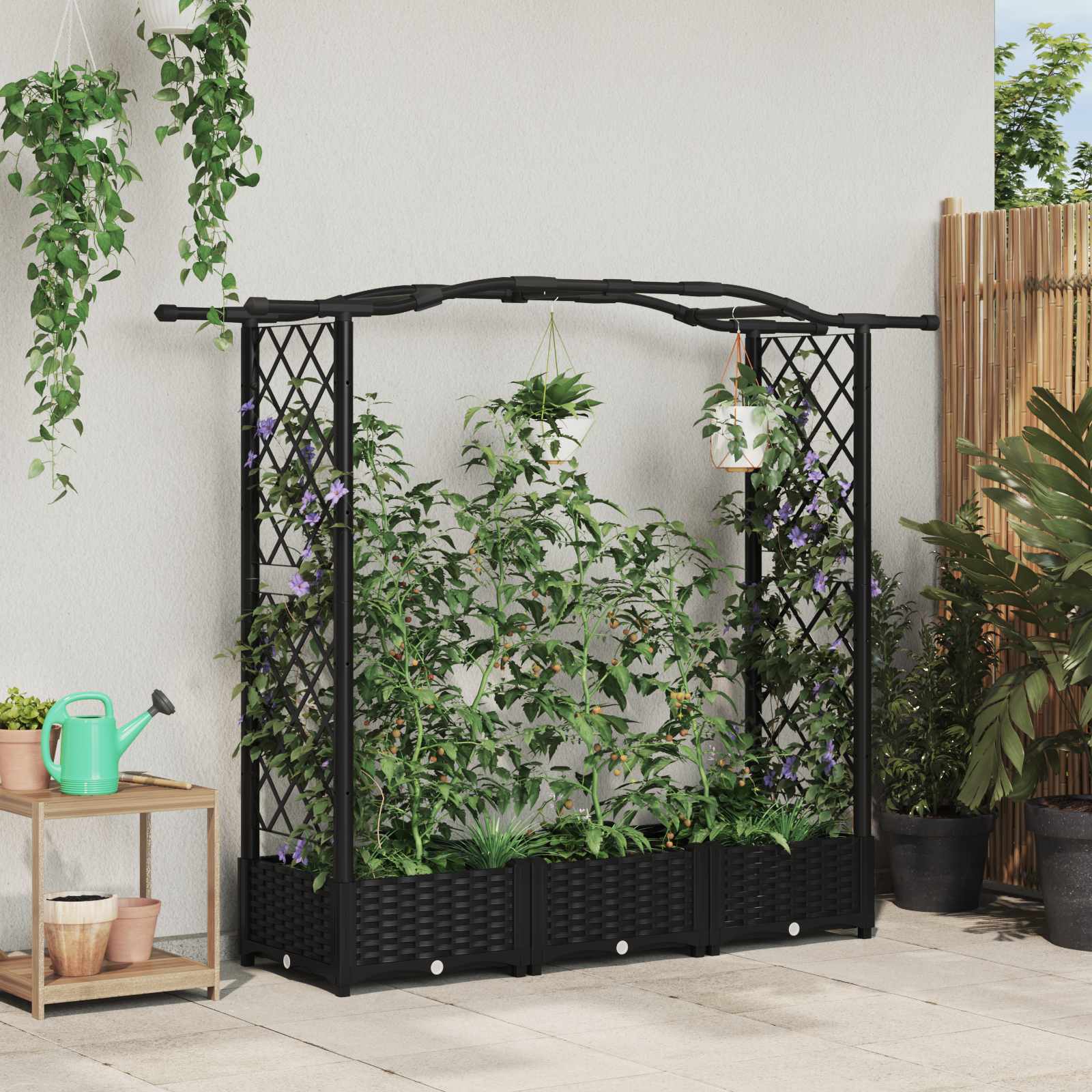 Pakeltas lovas su trelėmis ir stogu Juoda 169 x 40 x 123 cm PP Pakeltas lovas su trelėmis ir stogu Juoda 169 x 40 x 123 cm PP - Image 2