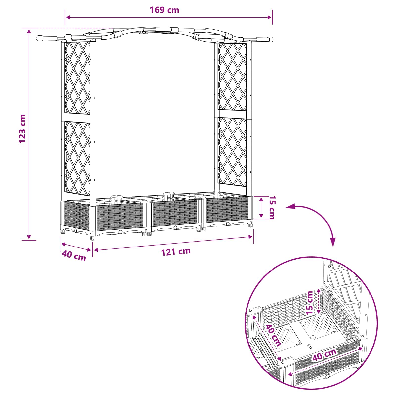 Pakeltas lovas su trelėmis ir stogu Juoda 169 x 40 x 123 cm PP Pakeltas lovas su trelėmis ir stogu Juoda 169 x 40 x 123 cm PP