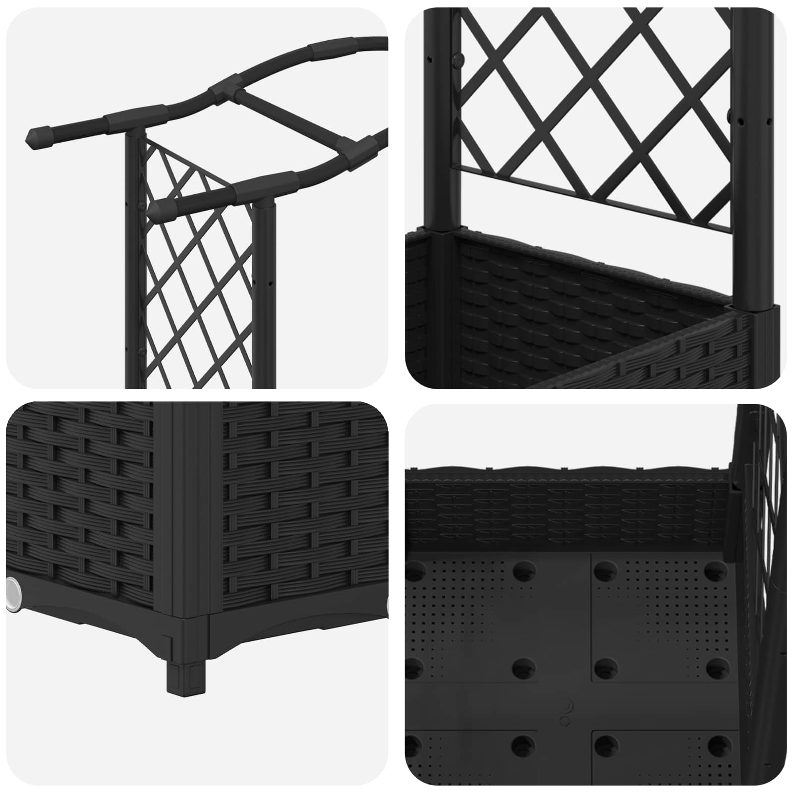 Pakeltas lovas su trelėmis ir stogu Juoda 207 x 40 x 123 cm PP Pakeltas lovas su trelėmis ir stogu Juoda 207 x 40 x 123 cm PP - Image 7