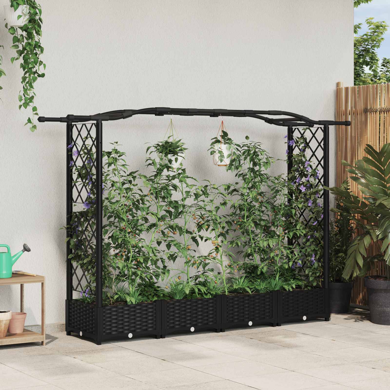 Pakeltas lovas su trelėmis ir stogu Juoda 207 x 40 x 123 cm PP Pakeltas lovas su trelėmis ir stogu Juoda 207 x 40 x 123 cm PP - Image 2