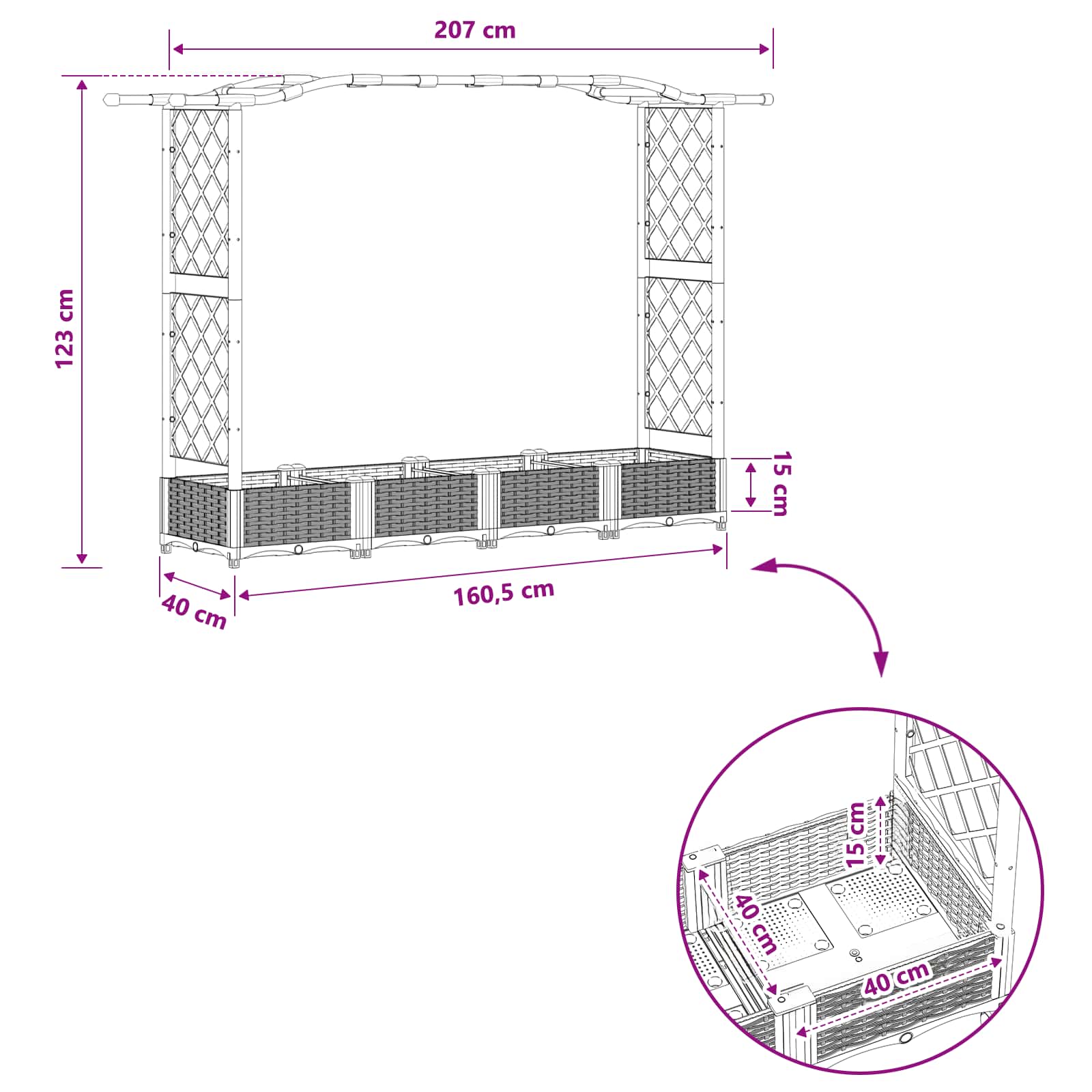Pakeltas lovas su trelėmis ir stogu Juoda 207 x 40 x 123 cm PP Pakeltas lovas su trelėmis ir stogu Juoda 207 x 40 x 123 cm PP