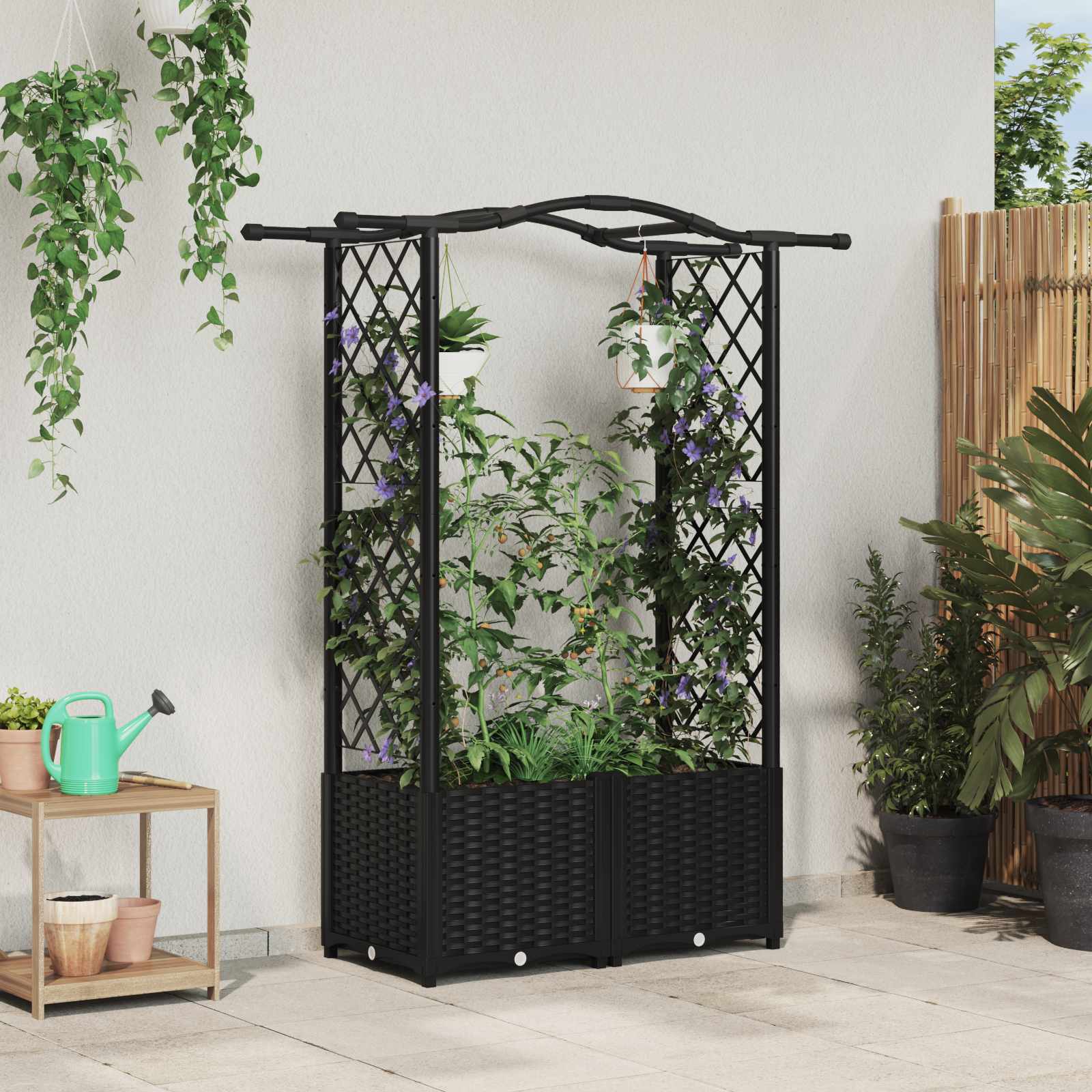 Pakeltas lovas su trelėmis ir stogu Juoda 125 x 40 x 138 cm PP Pakeltas lovas su trelėmis ir stogu Juoda 125 x 40 x 138 cm PP - Image 2