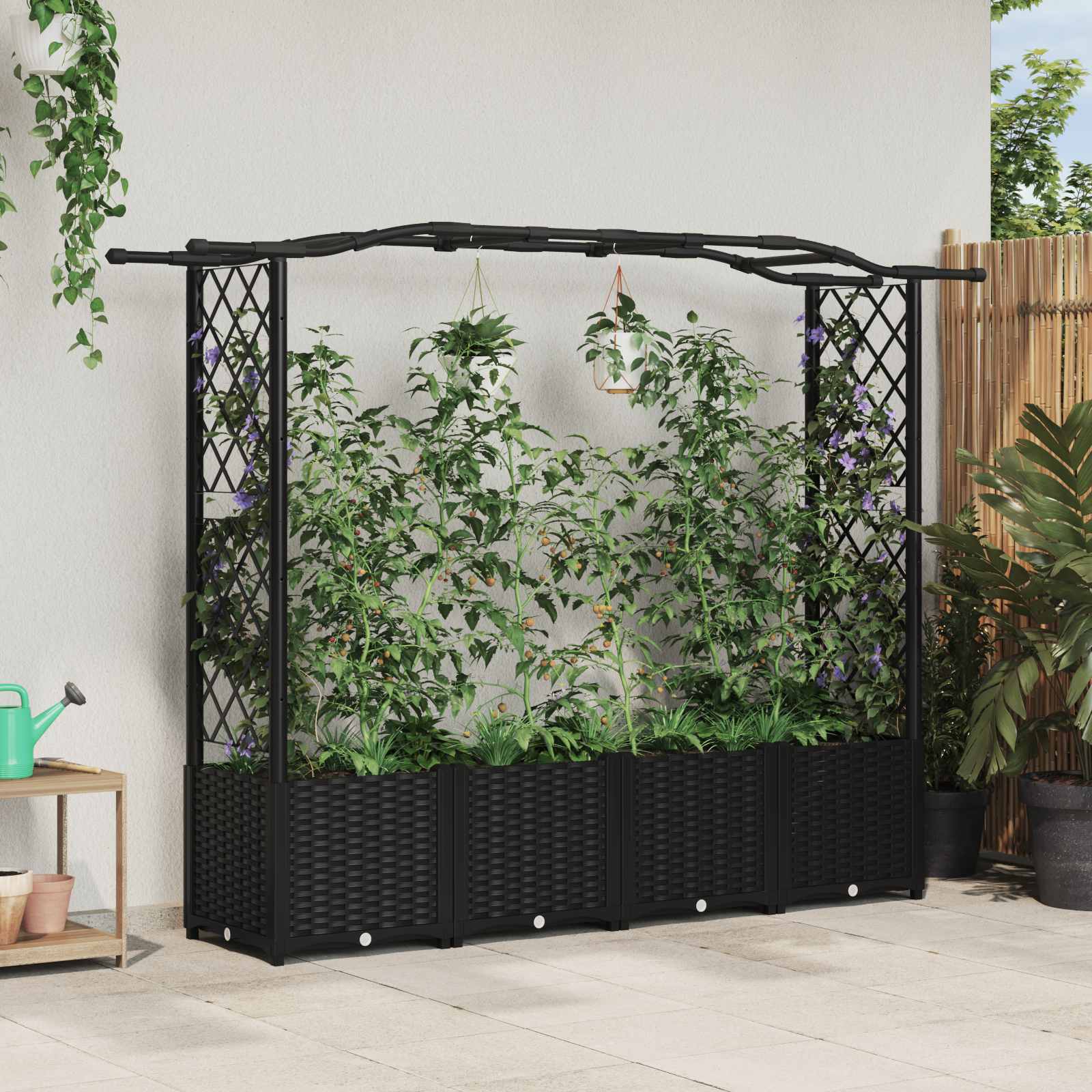 Pakeltas lovas su trelėmis ir stogu Juoda 204 x 40 x 138 cm PP Pakeltas lovas su trelėmis ir stogu Juoda 204 x 40 x 138 cm PP - Image 2