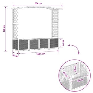 Pakeltas lovas su trelėmis ir stogu Juoda 204 x 40 x 138 cm PP