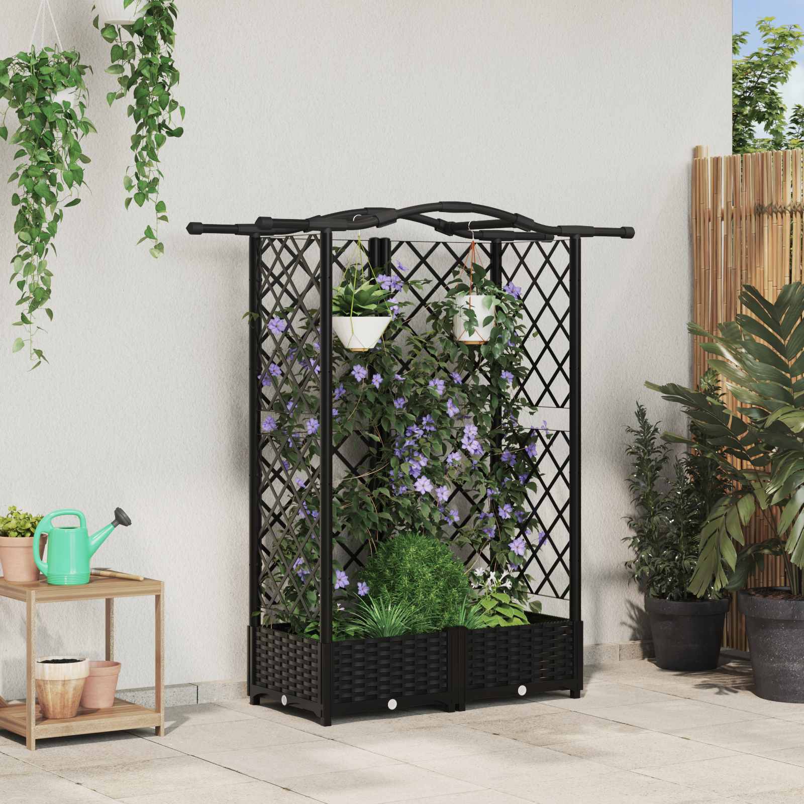 Pakeltas lovas su trelėmis ir stogu Juoda 124 x 40 x 123 cm PP Pakeltas lovas su trelėmis ir stogu Juoda 124 x 40 x 123 cm PP - Image 2