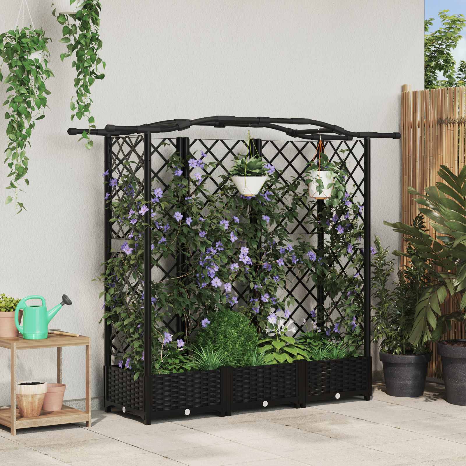 Pakeltas lovas su trelėmis ir stogu Juoda 163 x 40 x 123 cm PP Pakeltas lovas su trelėmis ir stogu Juoda 163 x 40 x 123 cm PP - Image 2