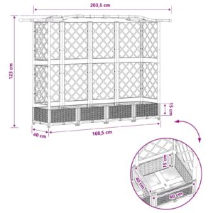 Pakeltas lovas su trelėmis ir stogu Juoda 203,5 x 40 x 123 cm